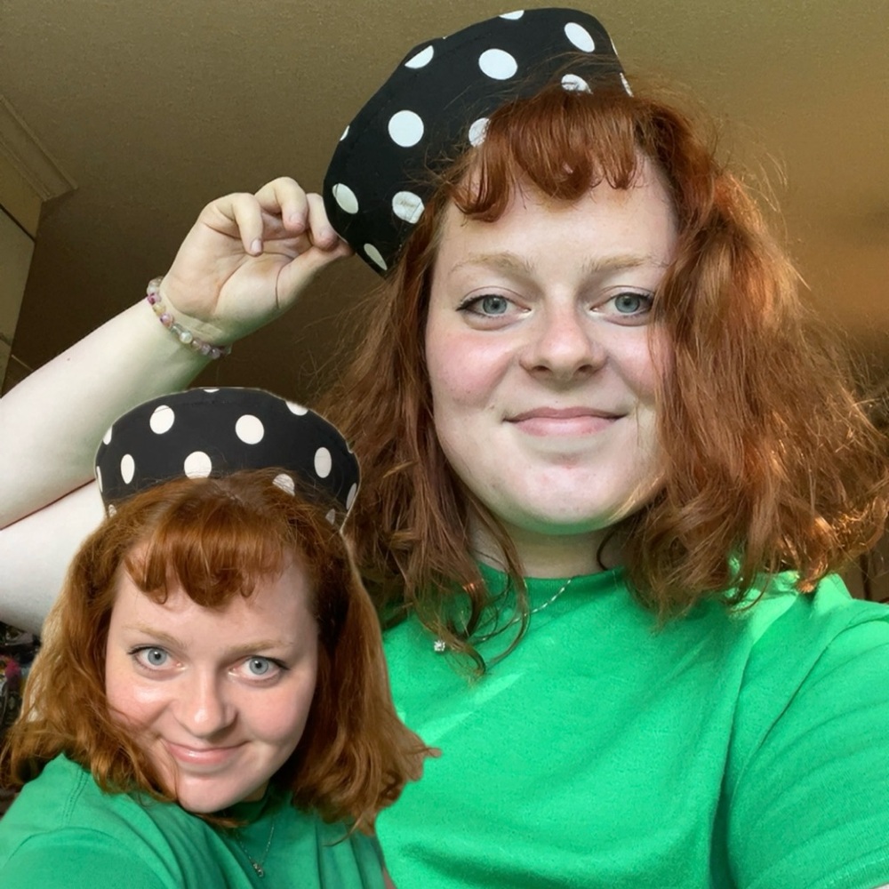 Hand Crafted Black and White Polka Dot Hat